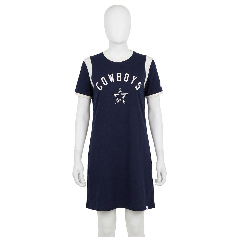 NEW STARTER women's dallas cowboys shirt dress in navy